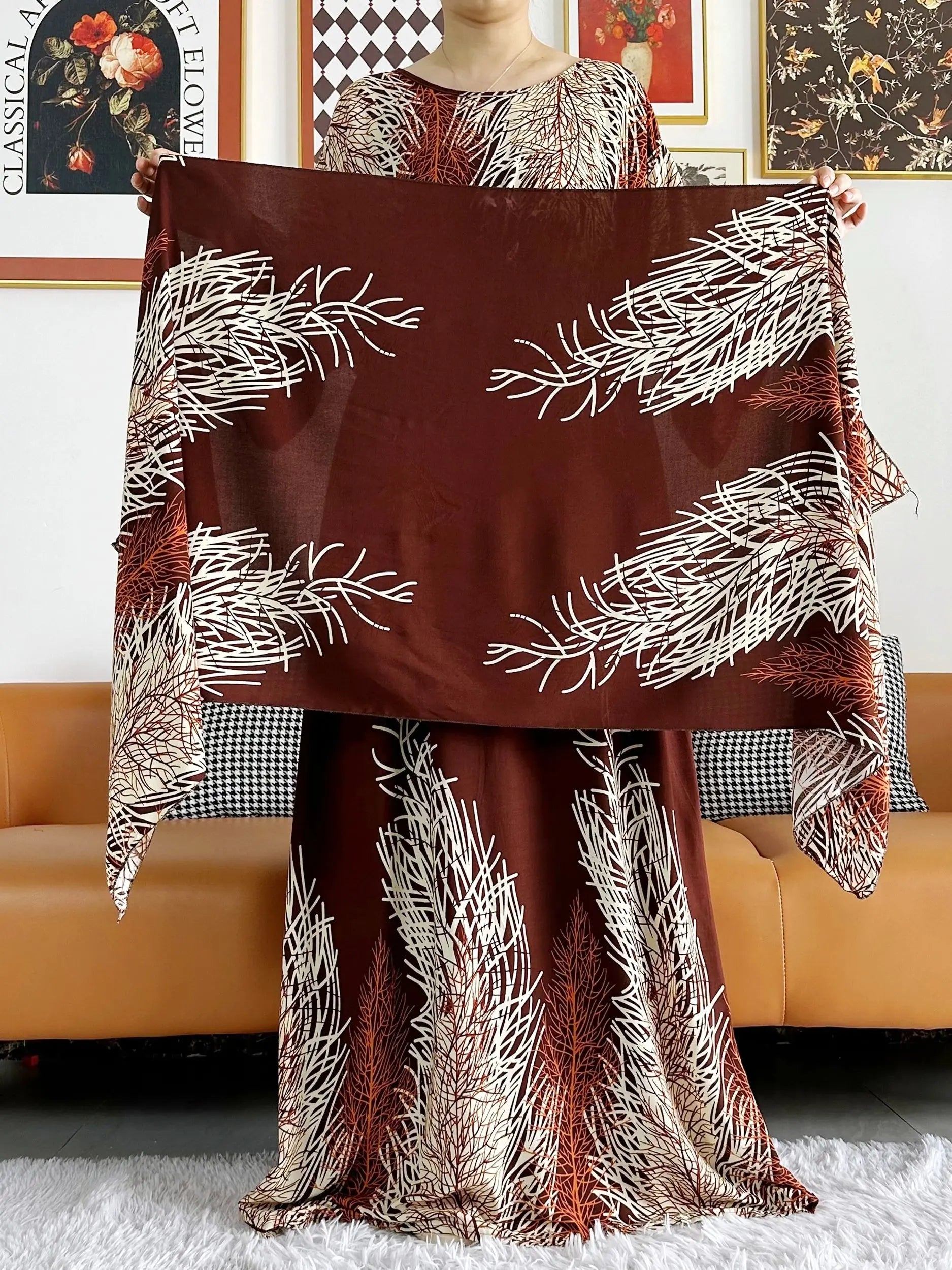 New Style African Dashiki Print Long Sleeve Loose Cotton Elegant Women  Abaya Long Dress Summer Maxi Casual Dresses Vestidos