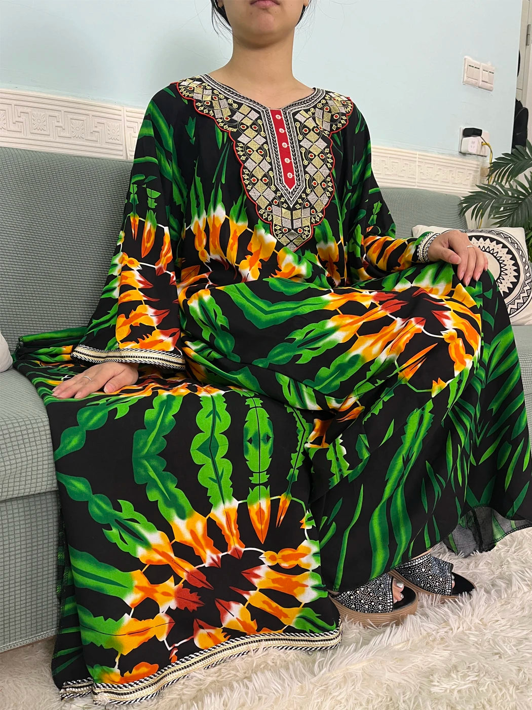 Mslim Abayas For Women Cotton Embroidery Printed Long Sleeves Loose Femme Robe African Boubou Dresses With 150x165cm Shawl Scarf