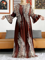New Style African Dashiki Print Long Sleeve Loose Cotton Elegant Women  Abaya Long Dress Summer Maxi Casual Dresses Vestidos