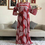 New Style African Dashiki Print Long Sleeve Loose Cotton Elegant Women  Abaya Long Dress Summer Maxi Casual Dresses Vestidos