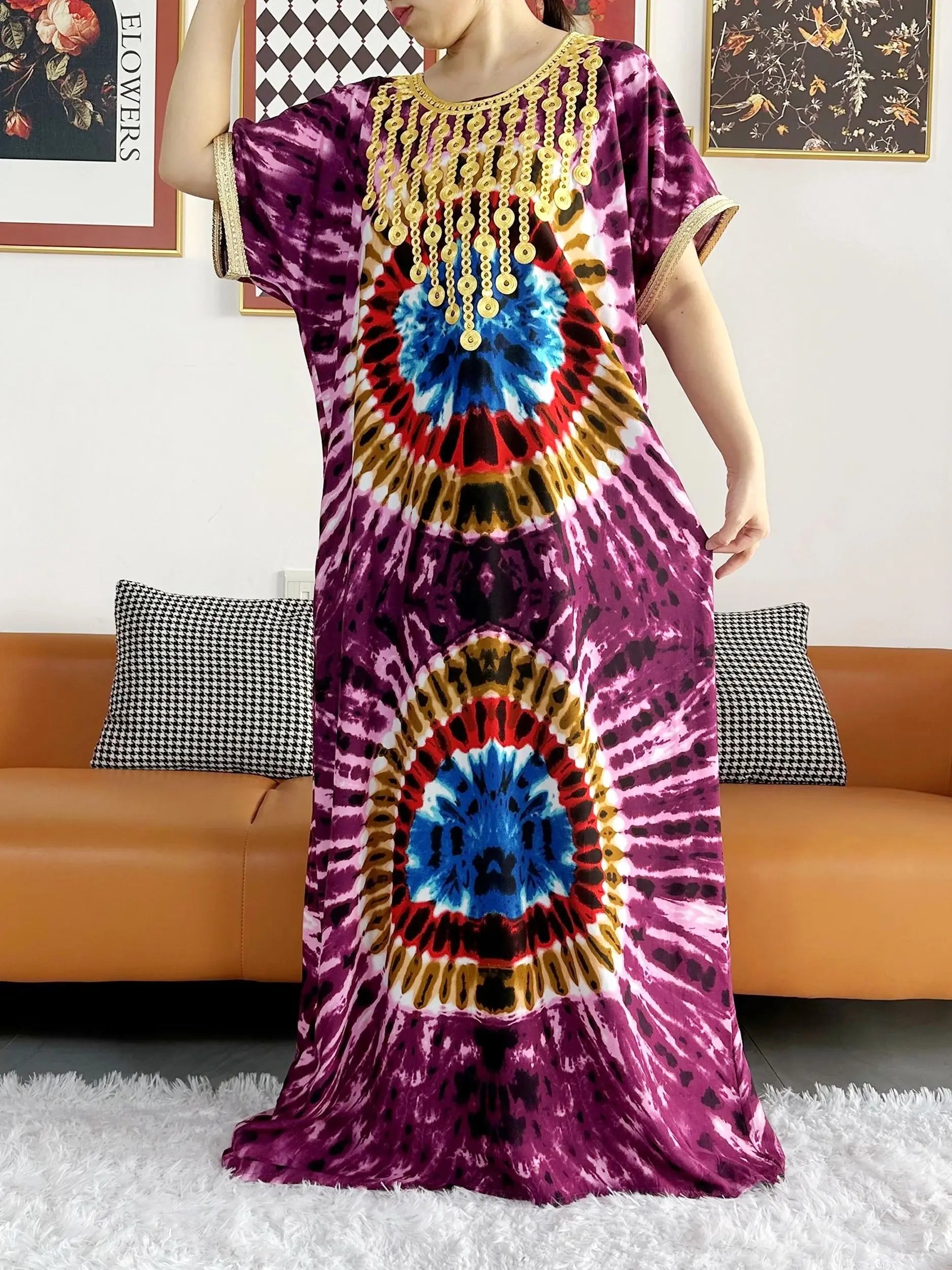 New Style African Summer Short Sleeve Dashiki Dresses Flora Loose Boubou Maxi Islam Women Casual Dress African Abaya Clothes