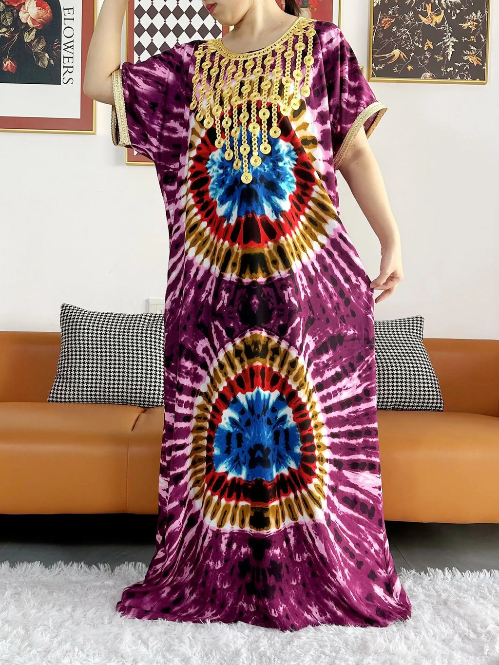 New Style African Summer Short Sleeve Dashiki Dresses Flora Loose Boubou Maxi Islam Women Casual Dress African Abaya Clothes