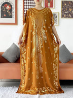 2024 Party Abaya Dress With Big Scarf Dubai Turkey Kaftan Muslim Loose  Abaya Women African Casual Maxi  Gold Stamping  Robe