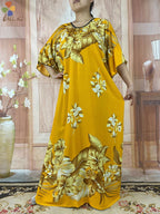 2024 New Short Sleeved African Muslim Dashiki Ababy Printed Cotton Loose Fitting Dress Dubai Maxi Women Summer Casual Dress