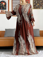 New Style African Dashiki Print Long Sleeve Loose Cotton Elegant Women  Abaya Long Dress Summer Maxi Casual Dresses Vestidos