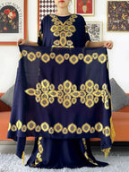 2024 Party Abaya Dress With Big Scarf Dubai Turkey Kaftan Muslim Loose  Abaya Women African Casual Maxi  Gold Stamping  Robe