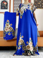 New Style African Summer Short Sleeve Dashiki Dresses Flora Loose Boubou Maxi Islam Women Casual Dress African Abaya Clothes