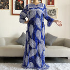 New Style African Dashiki Print Long Sleeve Loose Cotton Elegant Women  Abaya Long Dress Summer Maxi Casual Dresses Vestidos