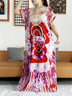 New Style African Summer Short Sleeve Dashiki Dresses Flora Loose Boubou Maxi Islam Women Casual Dress African Abaya Clothes