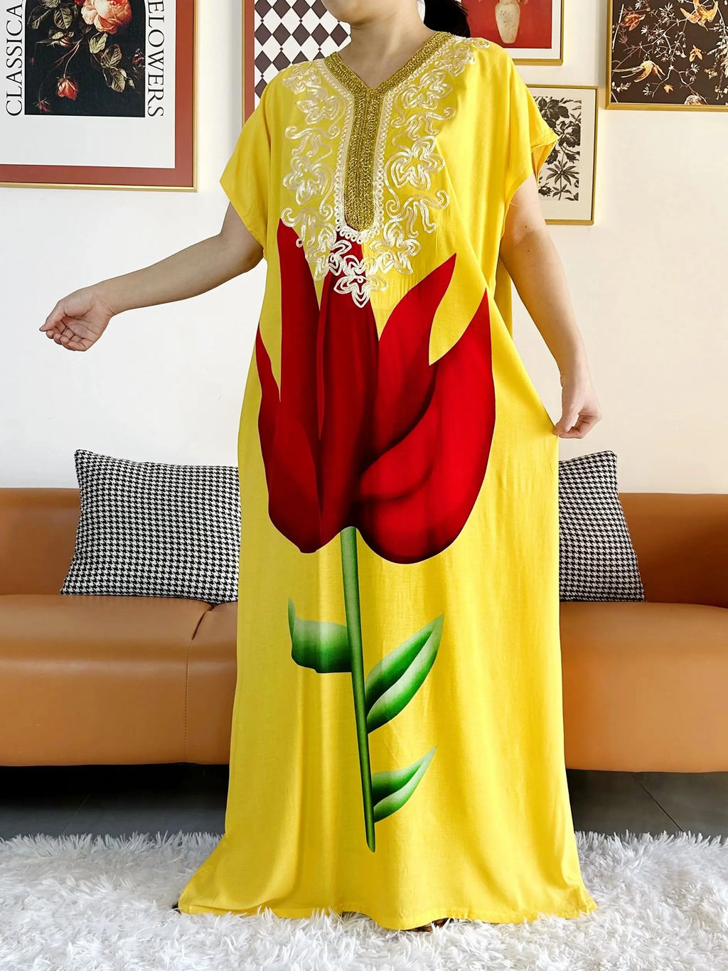 New Style African Summer Short Sleeve Dashiki Dresses Flora Loose Boubou Maxi Islam Women Casual Dress African Abaya Clothes