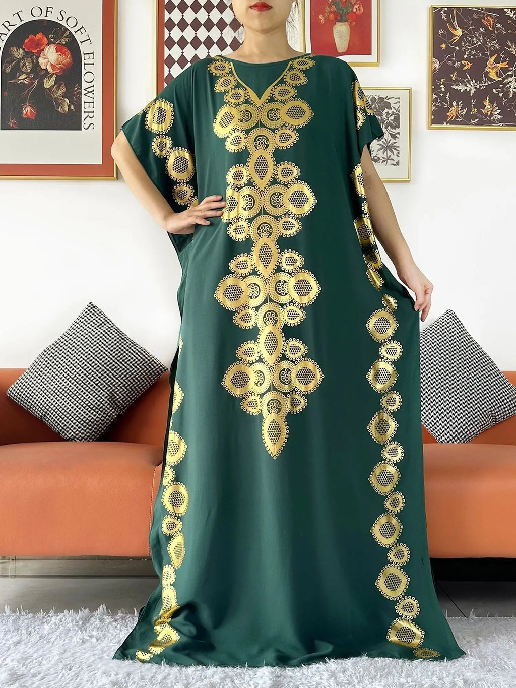 2024 Party Abaya Dress With Big Scarf Dubai Turkey Kaftan Muslim Loose  Abaya Women African Casual Maxi  Gold Stamping  Robe