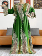 New Style African Dashiki Print Long Sleeve Loose Cotton Elegant Women  Abaya Long Dress Summer Maxi Casual Dresses Vestidos