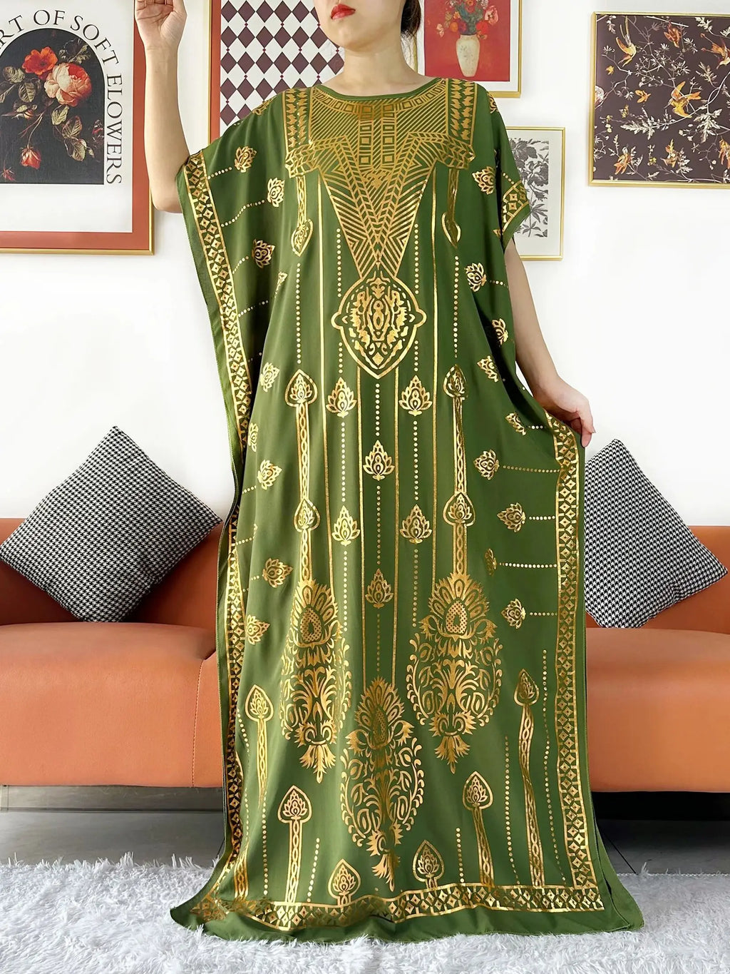 2024 Party Abaya Dress With Big Scarf Dubai Turkey Kaftan Muslim Loose  Abaya Women African Casual Maxi  Gold Stamping  Robe