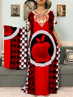 2024 Muslim Cotton Abayas For Women Appliques Printed Caftan Marocaine Femme Robe Boubou African Islam Dresses With Headscarf