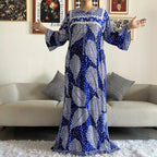 New Style African Dashiki Print Long Sleeve Loose Cotton Elegant Women  Abaya Long Dress Summer Maxi Casual Dresses Vestidos