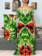 2024 Muslim Cotton Abayas For Women Appliques Printed Caftan Marocaine Femme Robe Boubou African Islam Dresses With Headscarf