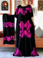 Latest Party Dress Tie-dry Printed Cotton Women Boho Maxi Dress Casual Holiday Fashion Party Dresses Indie Folk African Vestidos