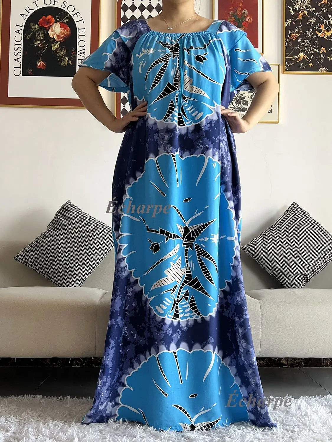 High Grade Design Dubai Women Abaya Long Sleeve Autumn  Dress Cotton With Big Scarf Boubou Maxi Islam Women Dress African Abaya