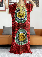 New Style African Summer Short Sleeve Dashiki Dresses Flora Loose Boubou Maxi Islam Women Casual Dress African Abaya Clothes