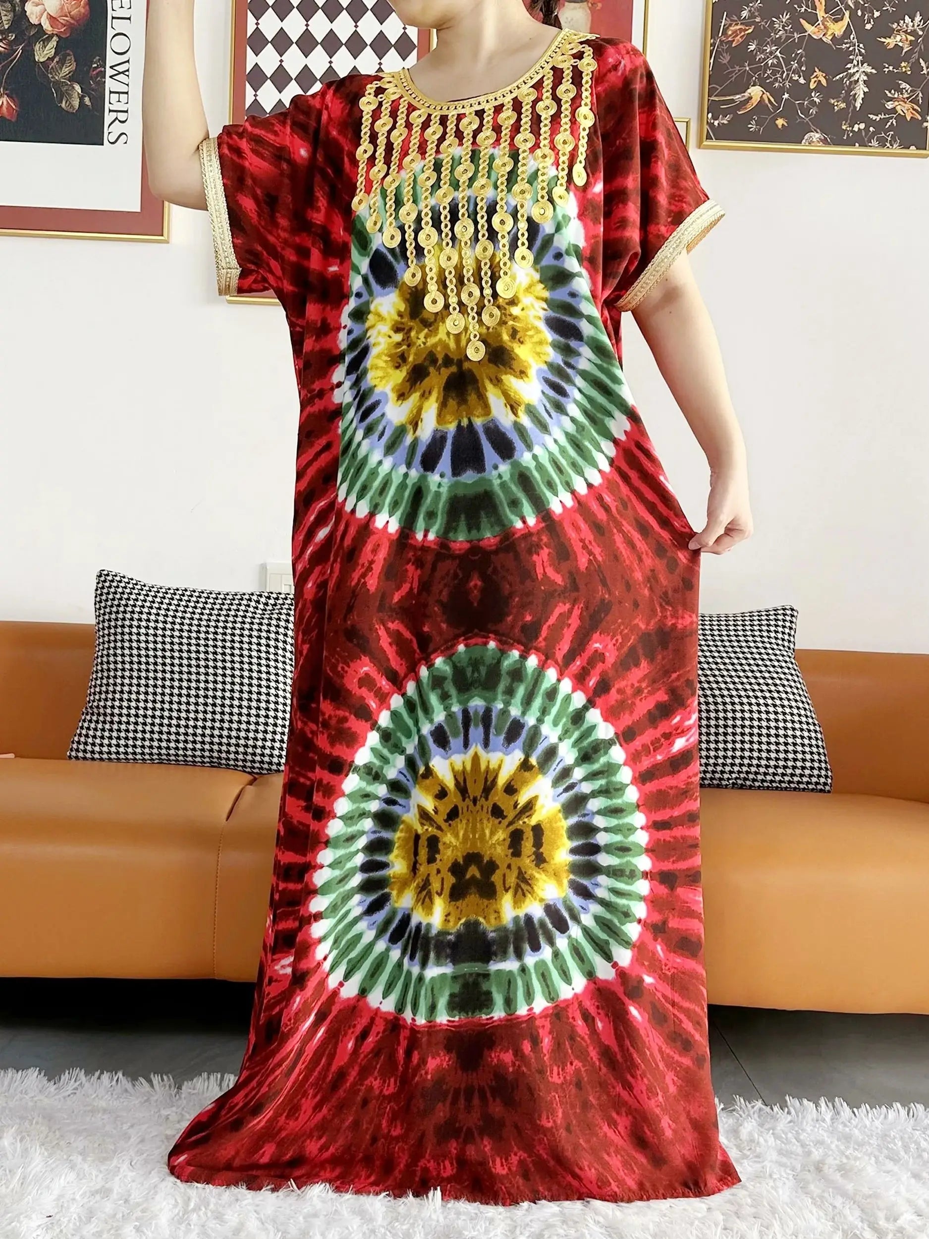 New Style African Summer Short Sleeve Dashiki Dresses Flora Loose Boubou Maxi Islam Women Casual Dress African Abaya Clothes