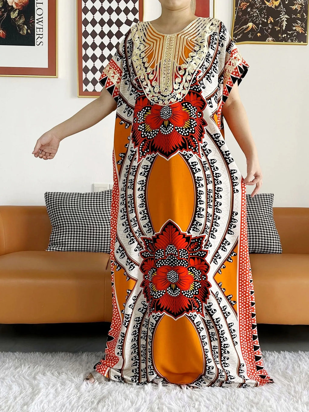 High Grade Design Dubai Women Abaya Long Sleeve Autumn  Dress Cotton With Big Scarf Boubou Maxi Islam Women Dress African Abaya