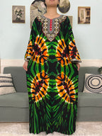 Mslim Abayas For Women Cotton Embroidery Printed Long Sleeves Loose Femme Robe African Boubou Dresses With 150x165cm Shawl Scarf