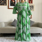 New Style African Dashiki Print Long Sleeve Loose Cotton Elegant Women  Abaya Long Dress Summer Maxi Casual Dresses Vestidos