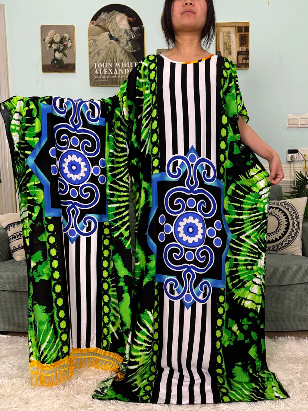Abayas For Women 2025 Printed Cotton Soft Loose Fit Femme Robe African Islam Nigeria Dresses With 160x80 Tassels Shawl Sacrf