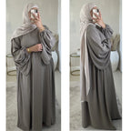 Eid Plain Modest Khimar Abaya Dubai 2024 Muslim Islam Arabic Palestine Abayas For Women Kaftan Dress Caftan Robe Femme Musulmane