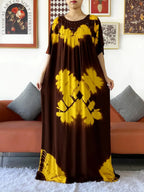 Latest Party Dress Tie-dry Printed Cotton Women Boho Maxi Dress Casual Holiday Fashion Party Dresses Indie Folk African Vestidos