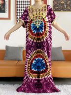 New Style African Summer Short Sleeve Dashiki Dresses Flora Loose Boubou Maxi Islam Women Casual Dress African Abaya Clothes