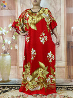 2024 New Short Sleeved African Muslim Dashiki Ababy Printed Cotton Loose Fitting Dress Dubai Maxi Women Summer Casual Dress