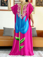 New Style African Summer Short Sleeve Dashiki Dresses Flora Loose Boubou Maxi Islam Women Casual Dress African Abaya Clothes