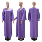 Clothes for Muslim Women Autumn Fashion Muslim Long Sleeve V-neck Kaftan Long Maxi Dress Outfits Muslim Dress Women Dubai Abaya