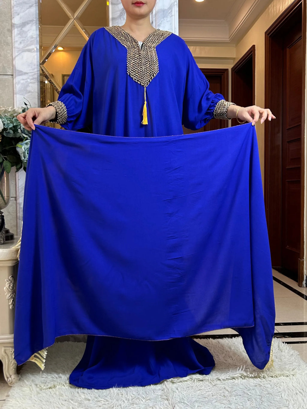 2025New Muslim Women Long Sleeve Autumn  Dress Cotton With Big Scarf Boubou Maxi Islam Women Dress African Abaya