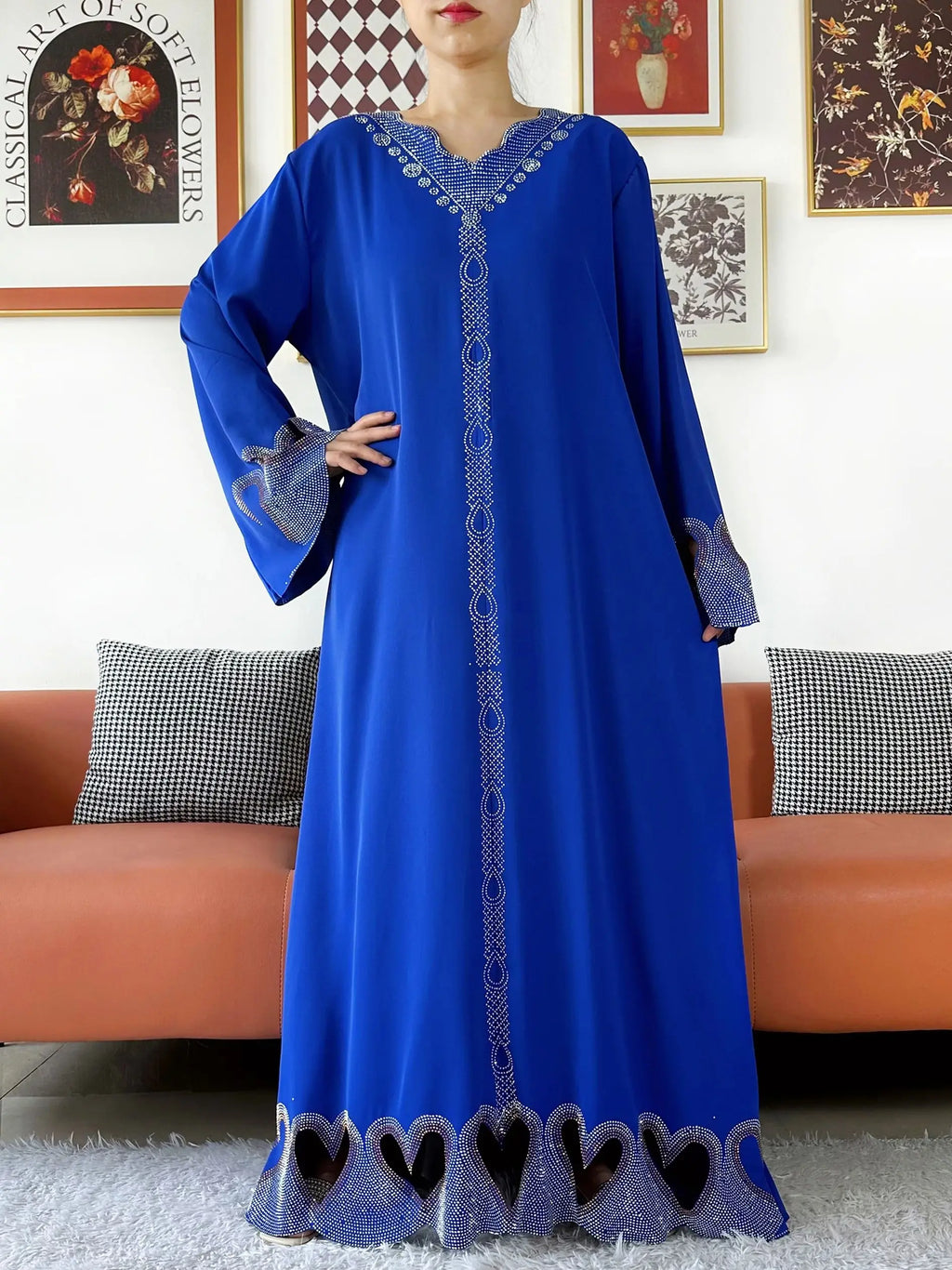 New Muslim Women Loose Abaya Chiffon Diamond Long Sleeve Casual Clothing African Abaya Women Robe Dubai Turkey Islamic Robe