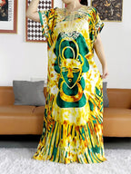 New Style African Summer Short Sleeve Dashiki Dresses Flora Loose Boubou Maxi Islam Women Casual Dress African Abaya Clothes