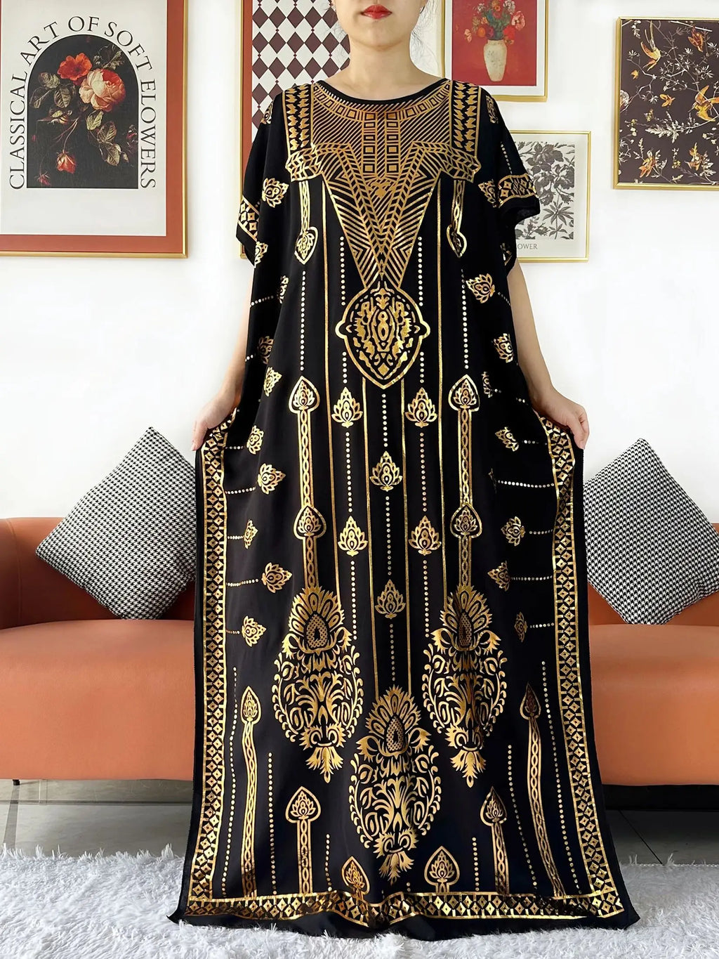 2024 Party Abaya Dress With Big Scarf Dubai Turkey Kaftan Muslim Loose  Abaya Women African Casual Maxi  Gold Stamping  Robe