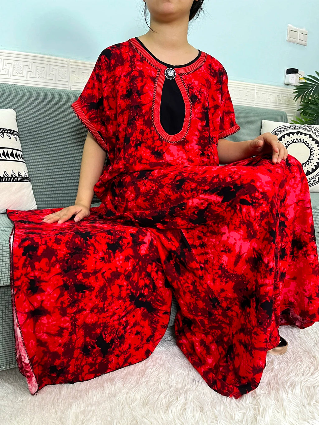2024 Muslim Cotton Abayas For Women Appliques Printed Caftan Marocaine Femme Robe Boubou African Islam Dresses With Headscarf