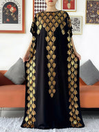 2024 Party Abaya Dress With Big Scarf Dubai Turkey Kaftan Muslim Loose  Abaya Women African Casual Maxi  Gold Stamping  Robe