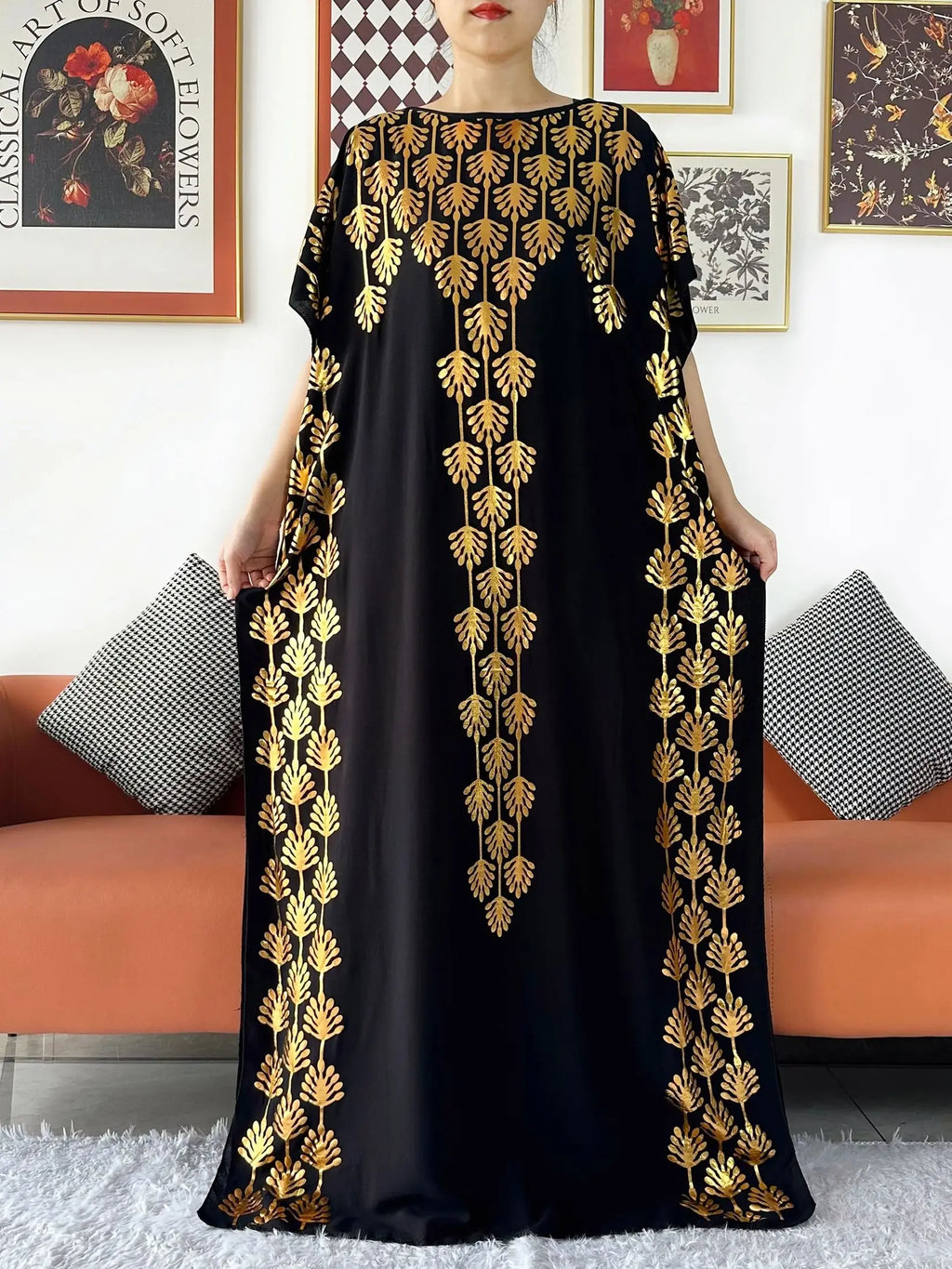 2024 Party Abaya Dress With Big Scarf Dubai Turkey Kaftan Muslim Loose  Abaya Women African Casual Maxi  Gold Stamping  Robe