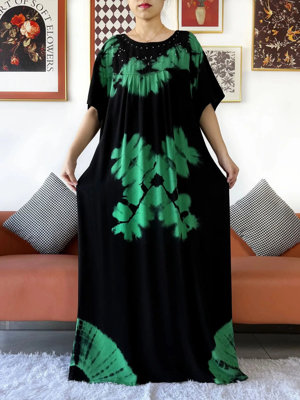 Latest Party Dress Tie-dry Printed Cotton Women Boho Maxi Dress Casual Holiday Fashion Party Dresses Indie Folk African Vestidos