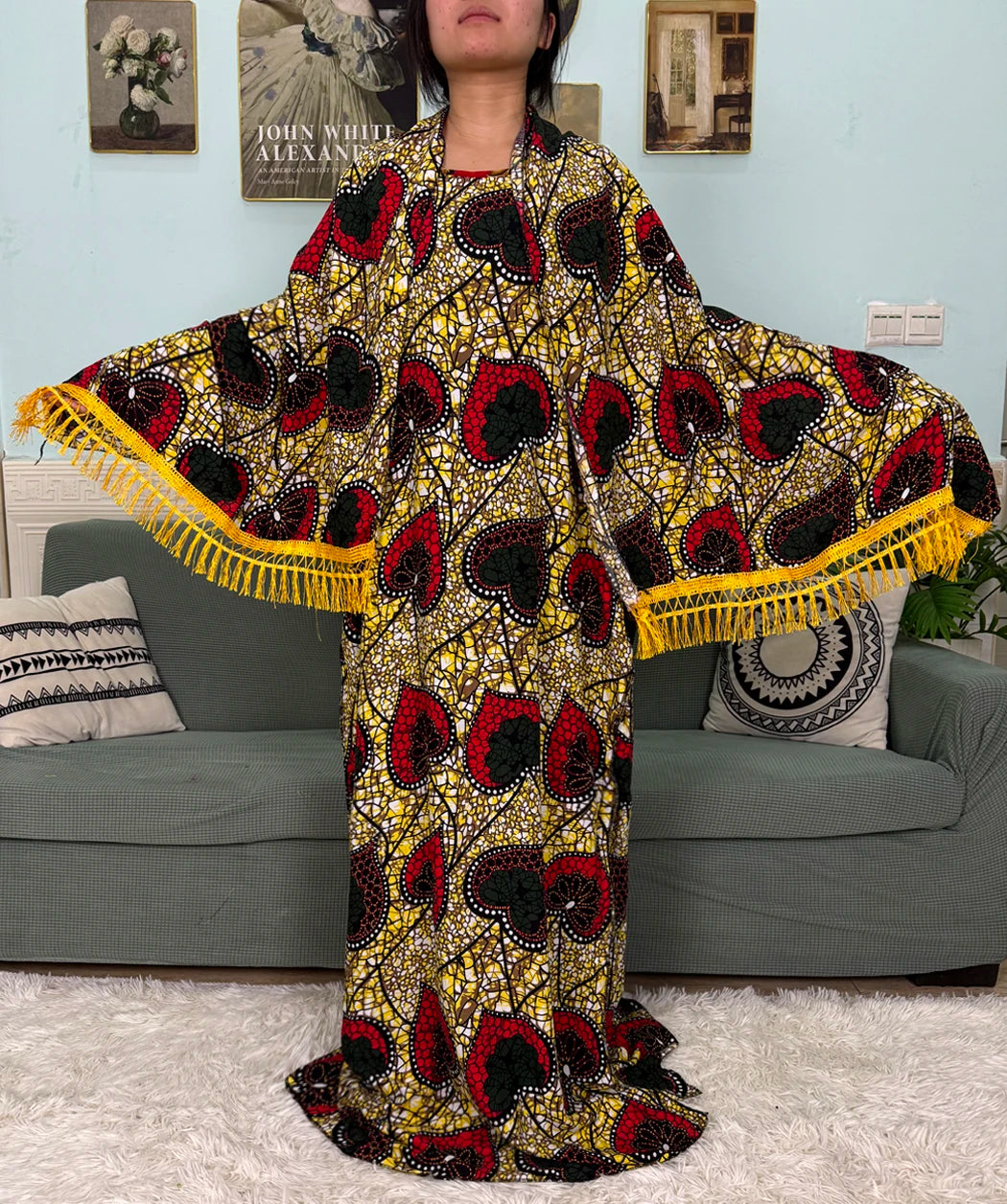 Abayas For Women 2025 Printed Cotton Soft Loose Fit Femme Robe African Islam Nigeria Dresses With 160x80 Tassels Shawl Sacrf