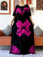 Latest Party Dress Tie-dry Printed Cotton Women Boho Maxi Dress Casual Holiday Fashion Party Dresses Indie Folk African Vestidos