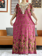 New Style African Summer Short Sleeve Dashiki Dresses Flora Loose Boubou Maxi Islam Women Casual Dress African Abaya Clothes