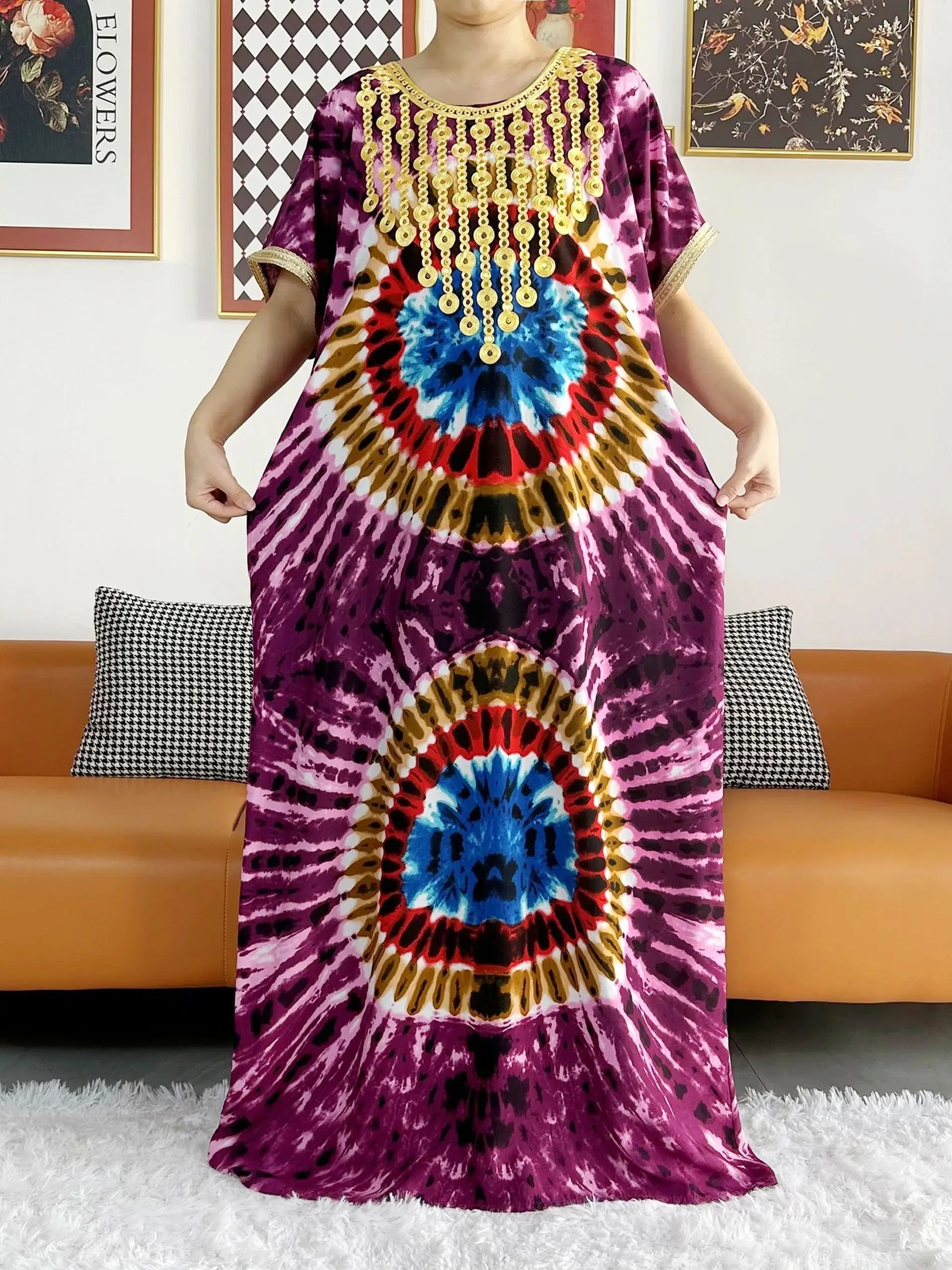 New Style African Summer Short Sleeve Dashiki Dresses Flora Loose Boubou Maxi Islam Women Casual Dress African Abaya Clothes