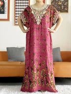 New Style African Summer Short Sleeve Dashiki Dresses Flora Loose Boubou Maxi Islam Women Casual Dress African Abaya Clothes