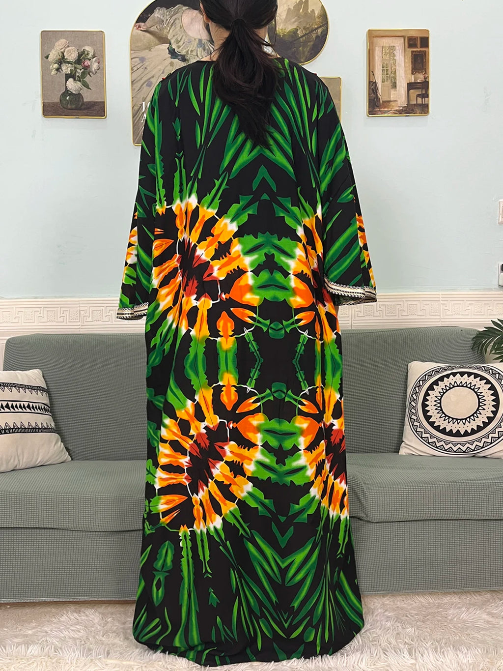 Mslim Abayas For Women Cotton Embroidery Printed Long Sleeves Loose Femme Robe African Boubou Dresses With 150x165cm Shawl Scarf