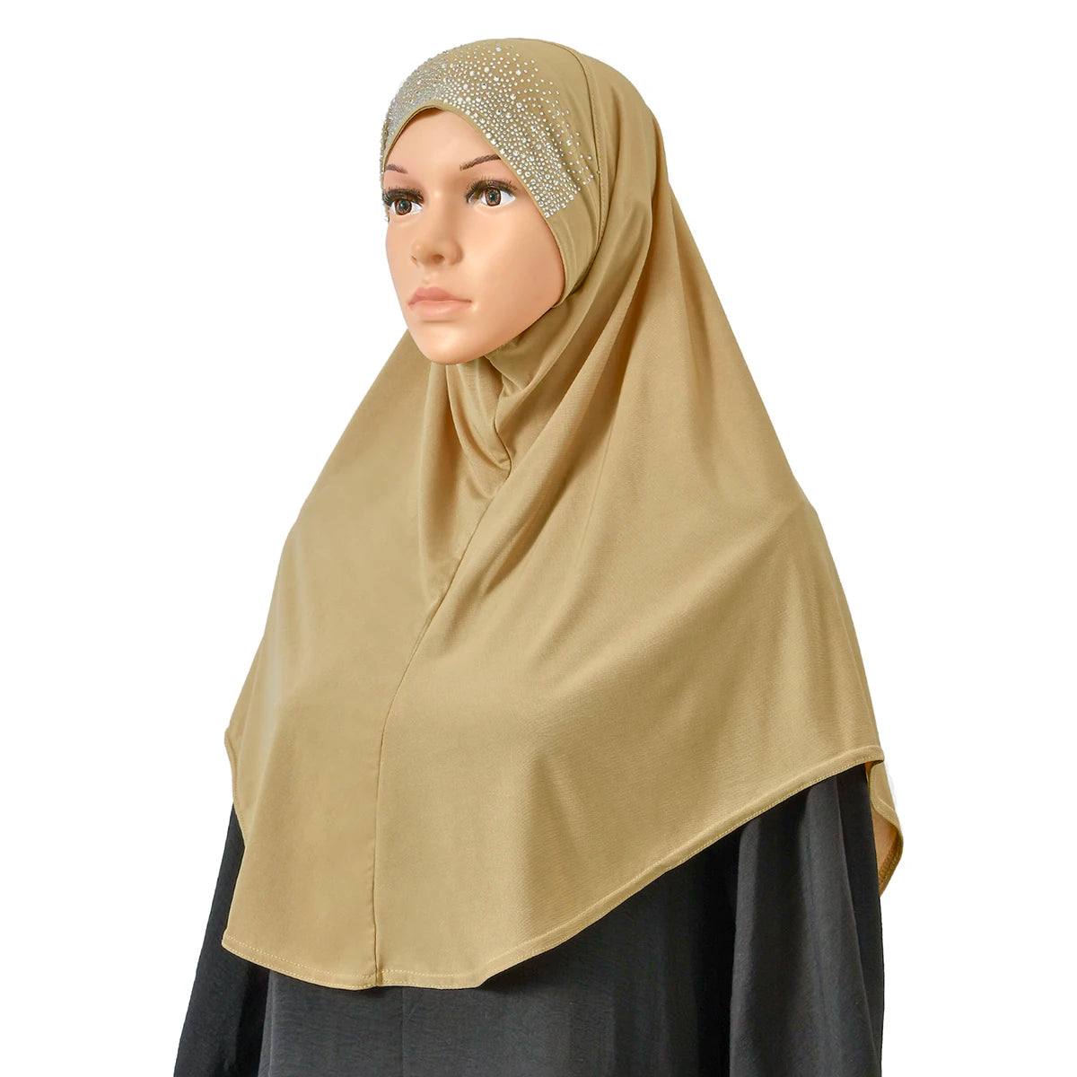 Diamond Malay Undercap Muslim Women Solid Color Inner Scarf Islamic Instant Hijab Ladies Cap Crystal Hemp Bonnet Hat 80*55cm