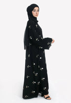 Stylish Muslim Islamic Abaya for Women Light Green Floral Embroidery Delicate Cuffs Ideal for UAE Saudi Arabia Qatar